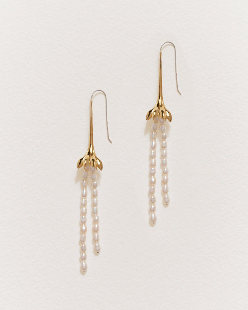 anemone pearl drop earrings with 14k gold plate