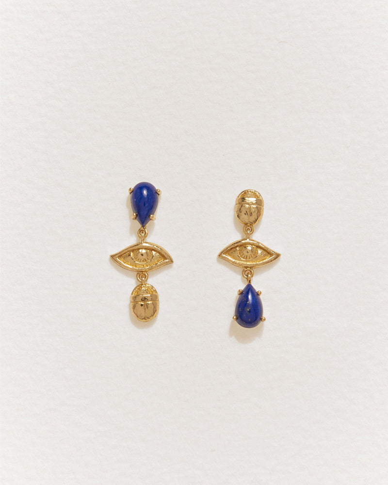 teardrop earrings with lapis and 14k yellow gold plate