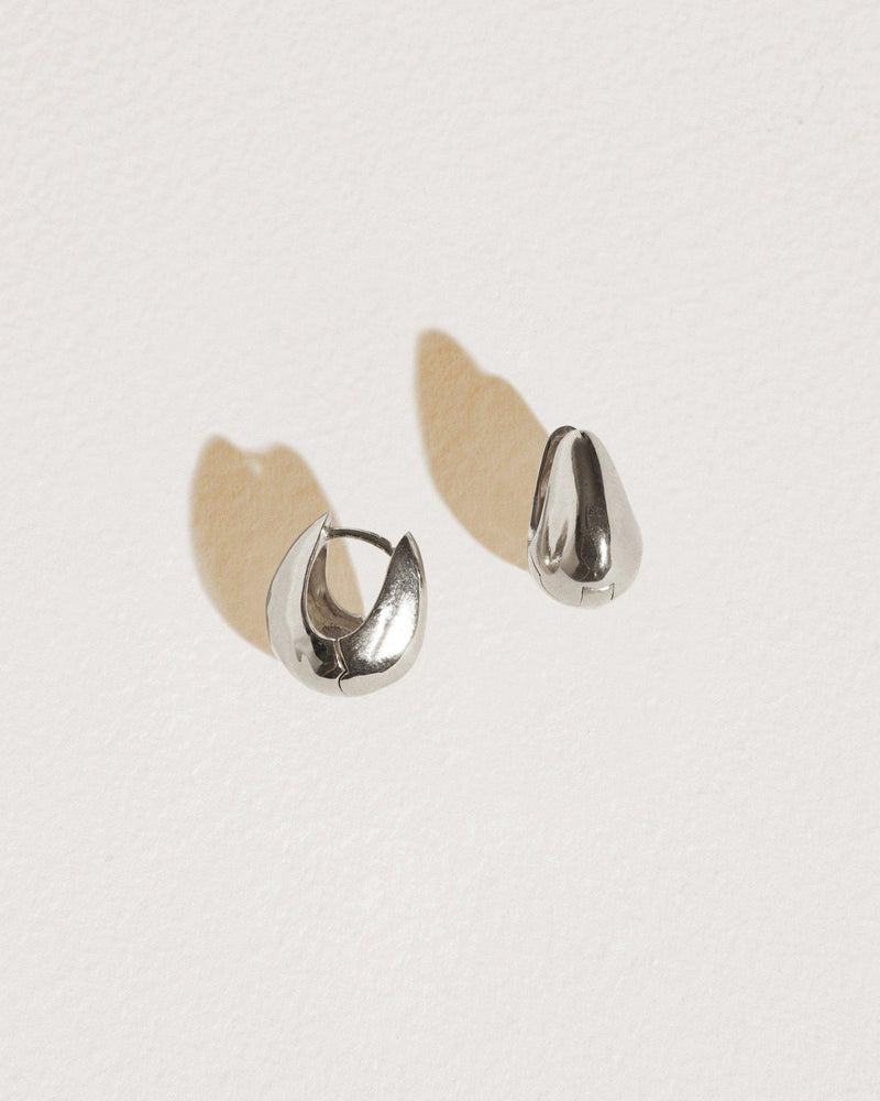 silver hammered hoop earrings