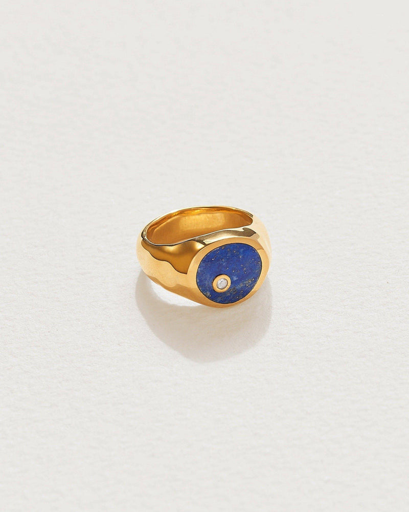 alexander signet ring with lapis and gold plate