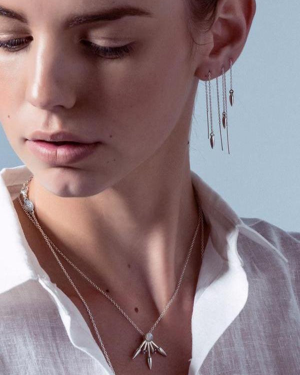 chain earrings on the model