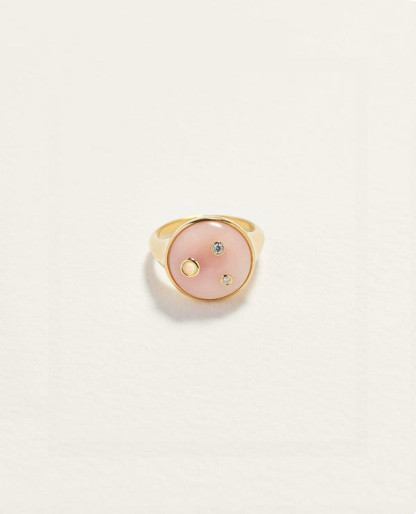 pink opal full moon ring