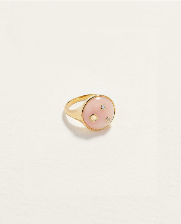 pink opal ring with diamond and opal