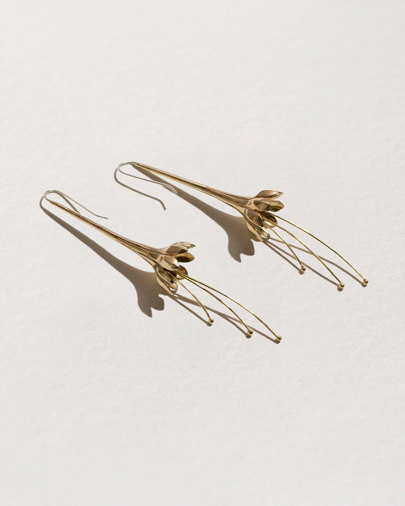 anemone flower earrings with brass