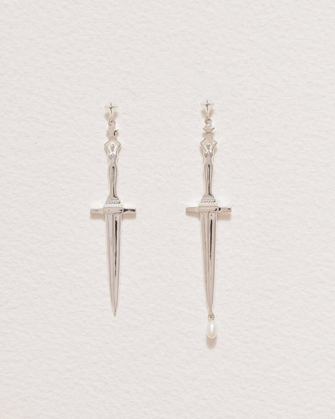 silver dagger earrings