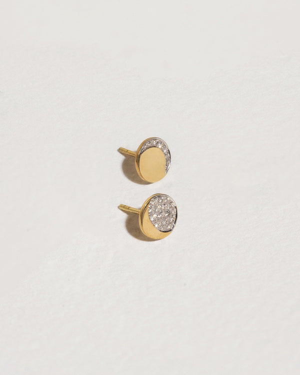 moon phase stud earrings with diamonds