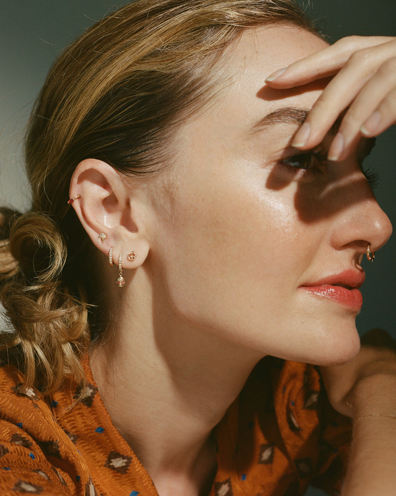 6mm Pavé Huggie by Pamela Love – Piercing in #product_material# (#product_color#).