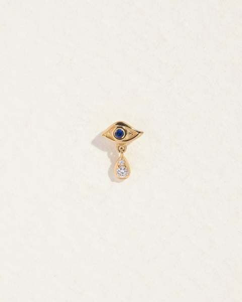 Crying Eye Stud by Pamela Love – Piercing in #product_material# (#product_color#). crying-eye-stud-gold-sapphire