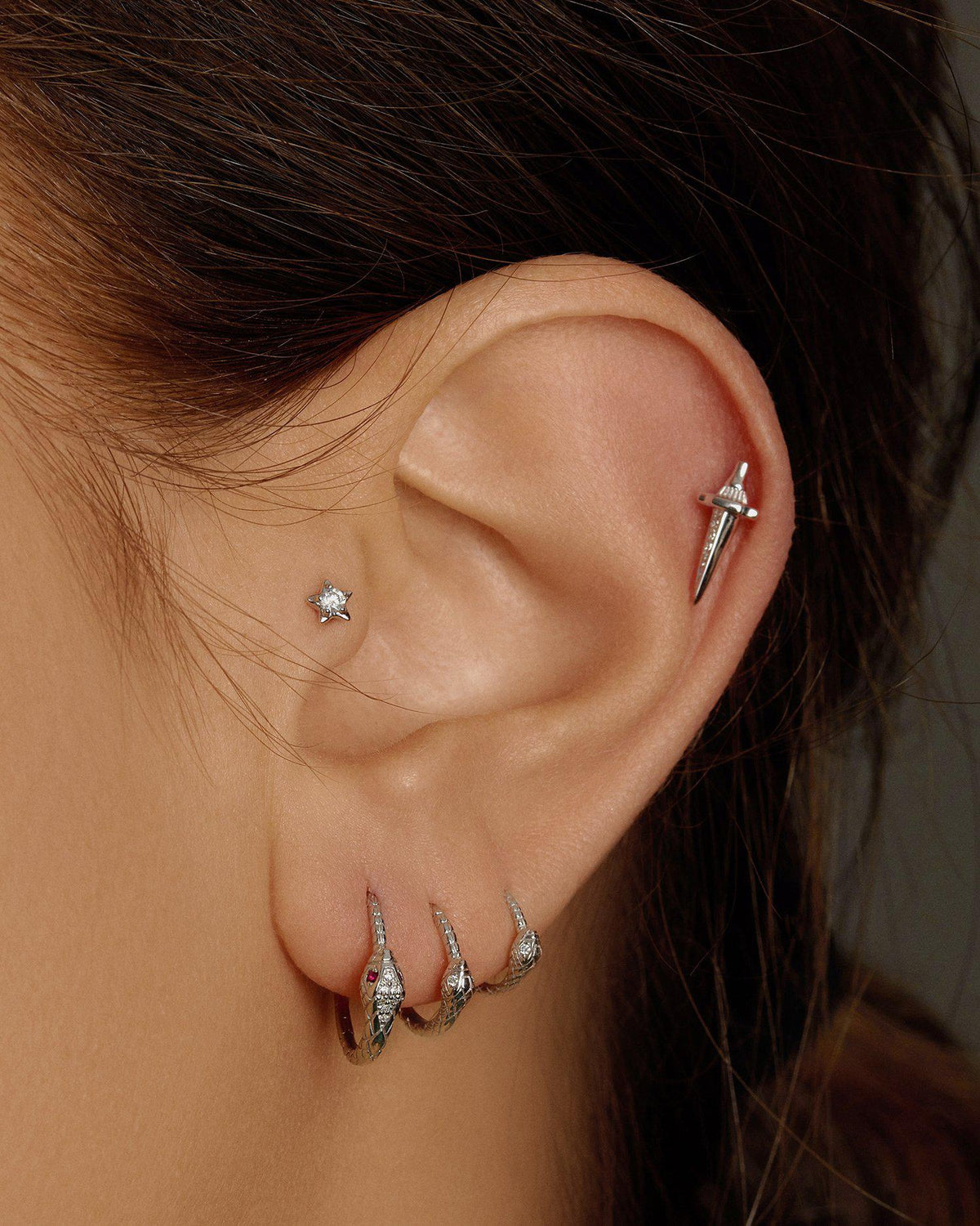 White Gold Diamond Dagger Stud Earring - Pamela Love – PLP-E103-W-WD