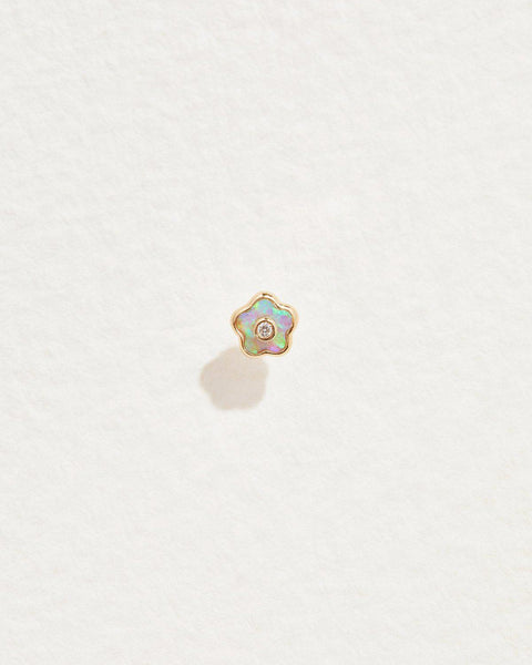 Flower Diamond Stud by Pamela Love – Piercing in #product_material# (#product_color#). flower-stud-opal