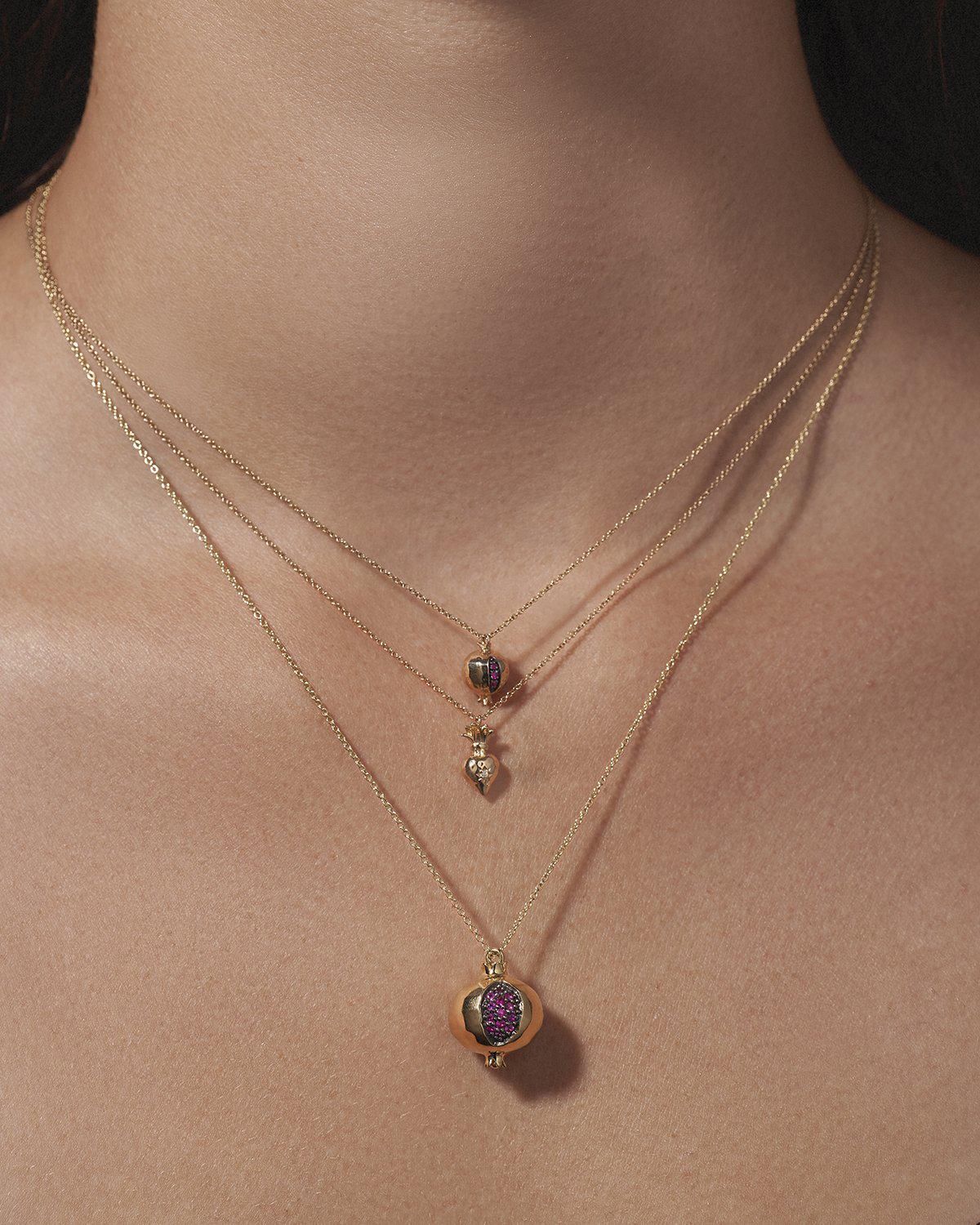 Mini Ruby Hera Pendant - Gold Pomegranate Necklace - Pamela Love