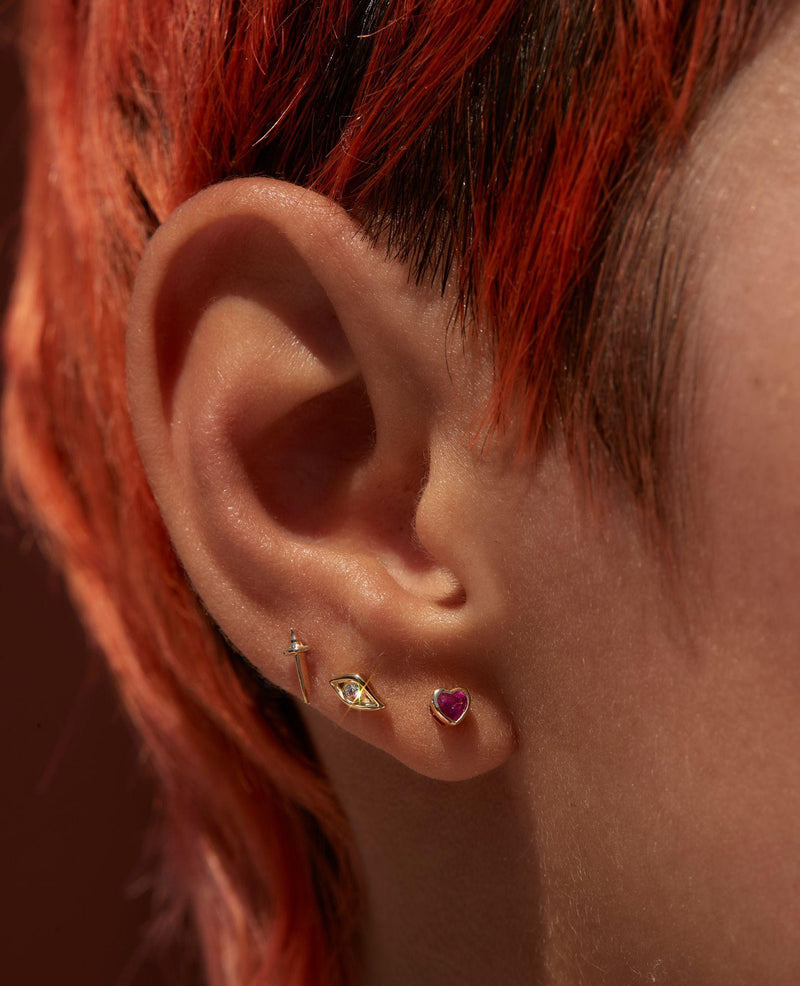 Ruby Heart Stud by Pamela Love – Piercing in #product_material# (#product_color#).