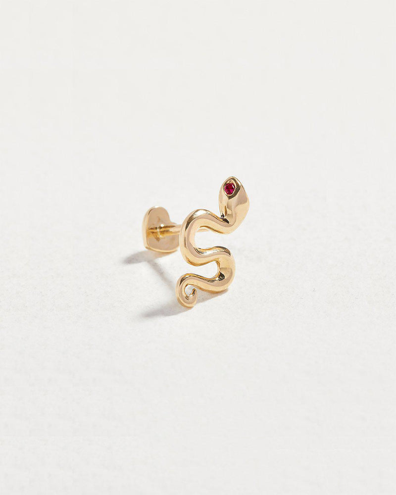 Serpent Ruby Stud by Pamela Love – Piercing in #product_material# (#product_color#).