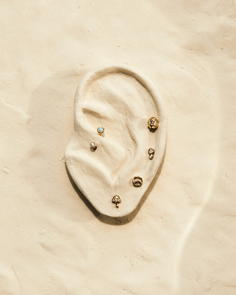 Tiny Pavé Mushroom Stud by Pamela Love – Piercing in #product_material# (#product_color#).