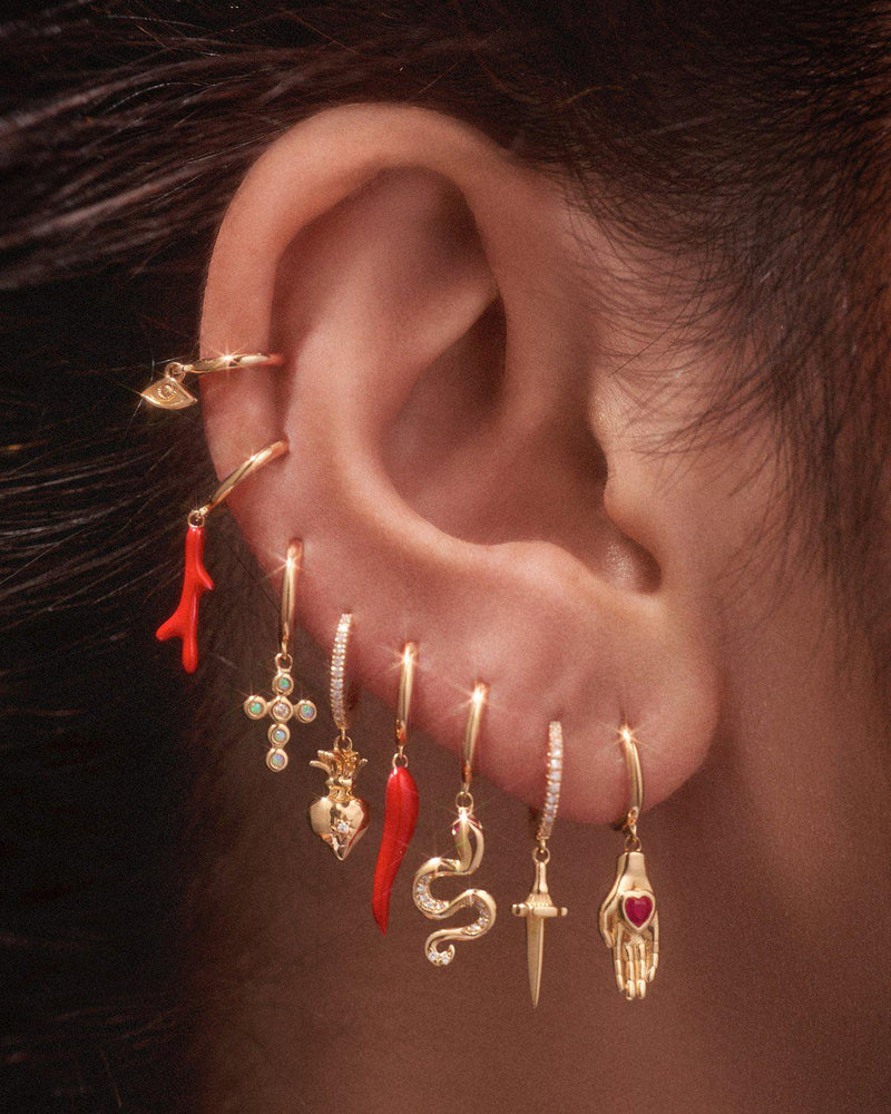 gold huggie earrings by pamela love