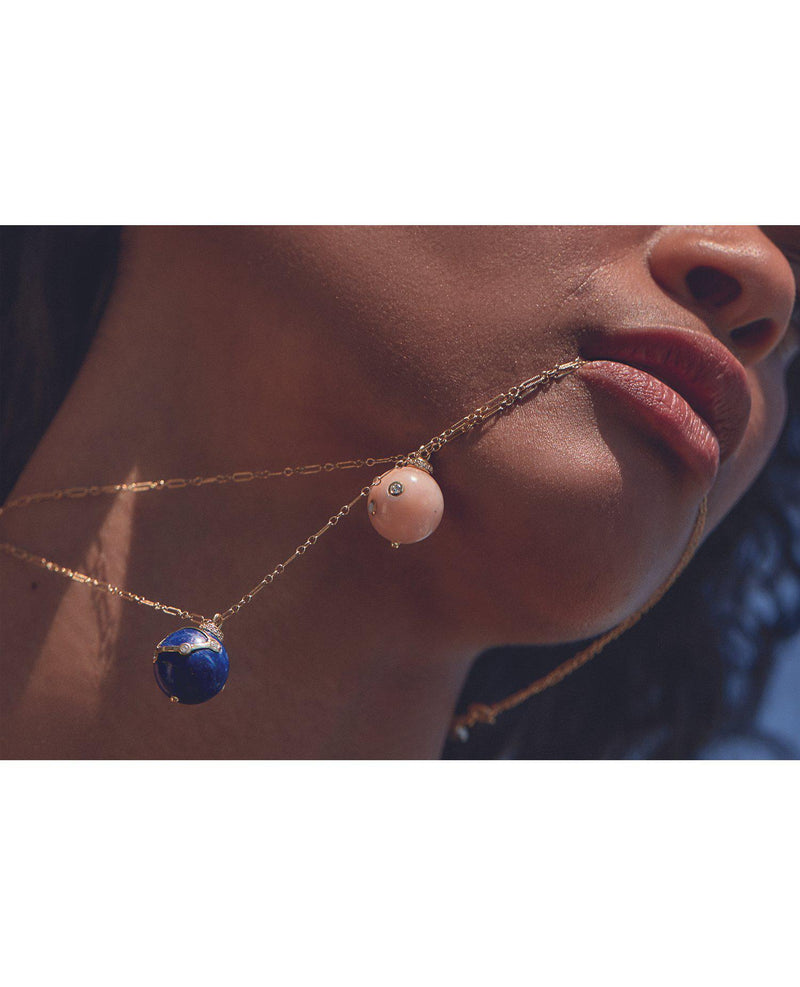 full moon necklaces on the model