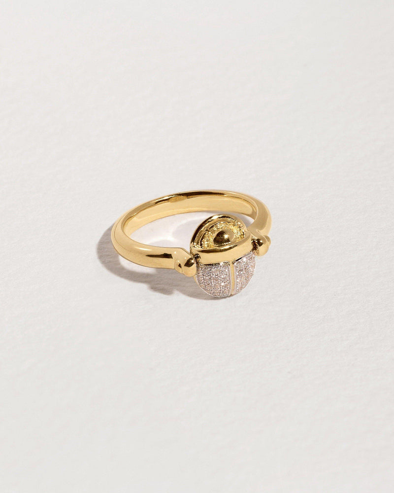 diamond scarab gold ring