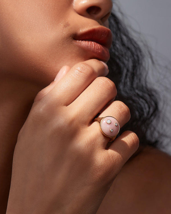 pink opal ursa major ring on the model