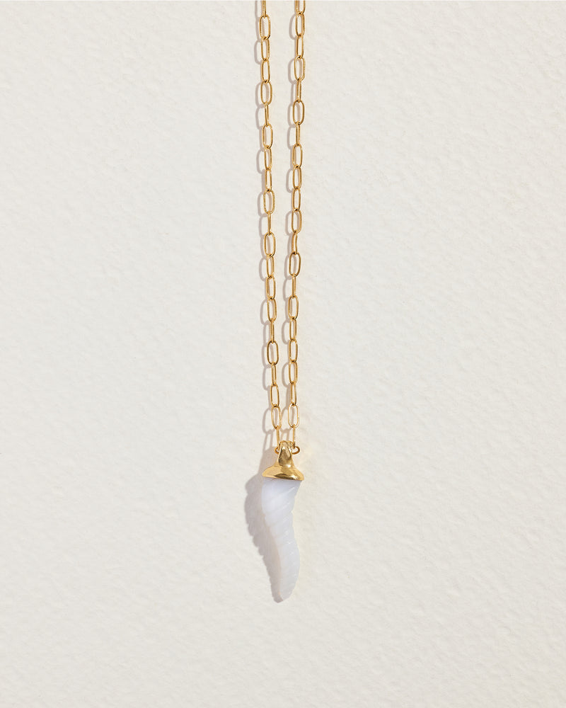 white agate horn pendant